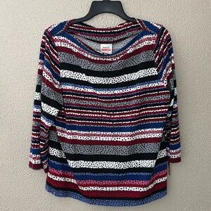 Women’s Ruby Rd Favorites Top, XL, Gray, Blue, Red, White Dots